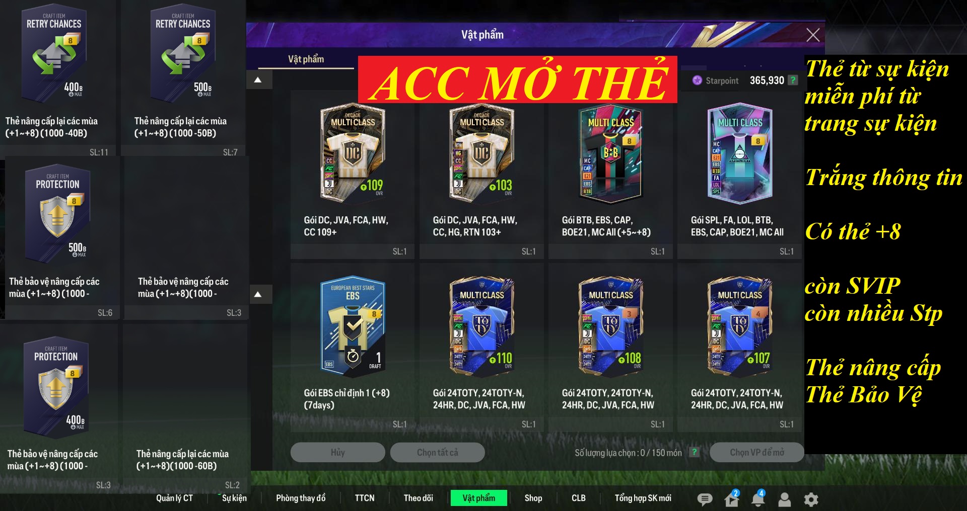 Acc FIFA #ACC MỞ THẺ 